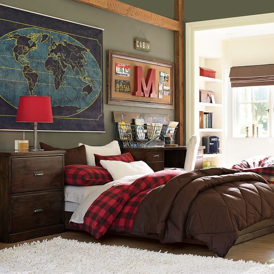 Fleece Boys Duvet Cover Sham Buffalo Check Red Sale