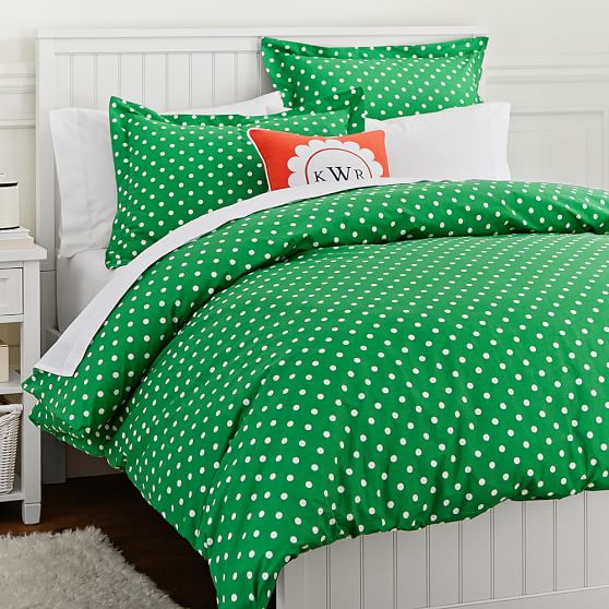 Kelly Green Dottie Teen Duvet Cover Sham Pottery Barn Teen