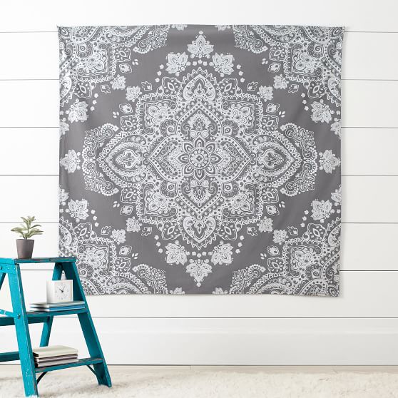 Paisley Tapestry Gray Silver Wall Decor Pottery Barn Teen