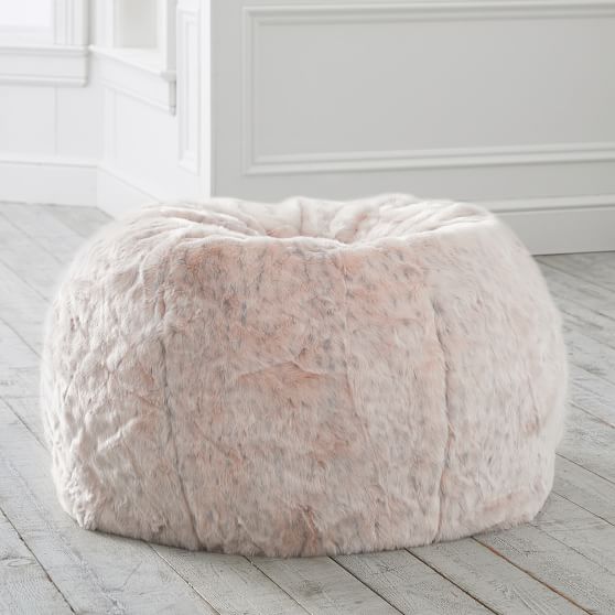 Blush Leopard FauxFur Bean Bag Chair Pottery Barn Teen