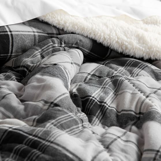 Jones Plaid Sherpa Boys Comforter Sham Sale Pottery Barn Teen
