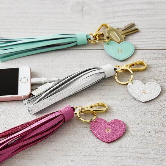 Power Up Usb Leather Tassle Keychain Tech Accessory Pottery