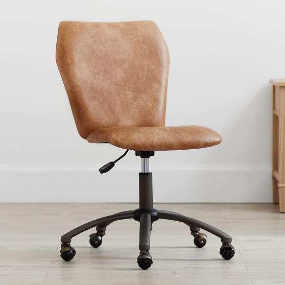 Cognac Faux Leather Airgo Desk Chair Desk Chair Pottery Barn Teen