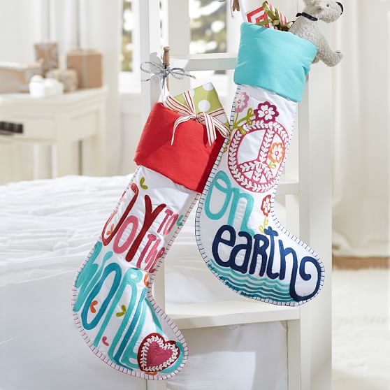 Embroidered Christmas Stockings Pottery Barn Teen