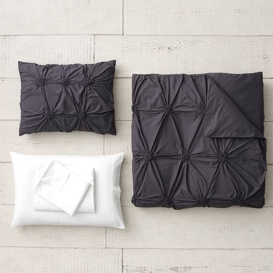 Ruched Rosette Duvet Bundle Dorm Bedding Sets Pottery Barn Teen