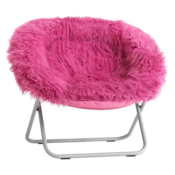Pink Fur Rific Faux Fur Round Chair Pottery Barn Teen