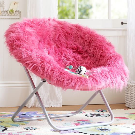 Pink Fur Rific Faux Fur Round Chair Pottery Barn Teen