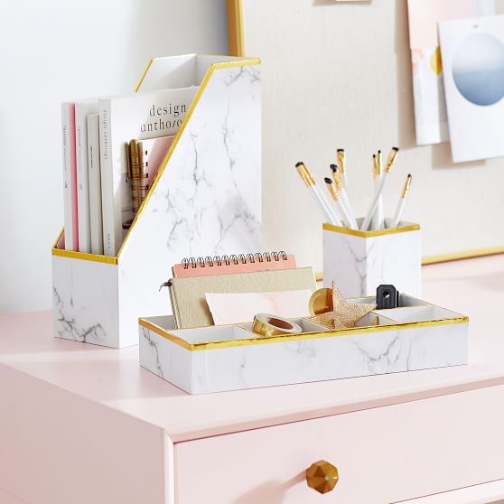 Paper Desk Accessories White Marble Decor Pottery