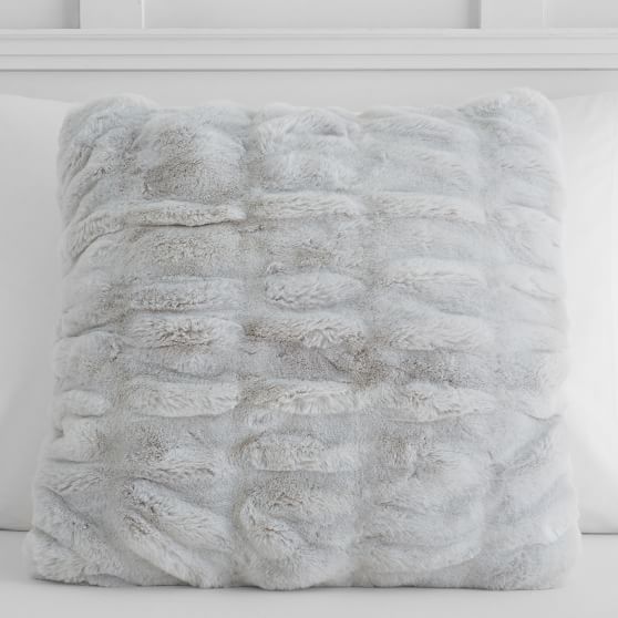 Ruched Gray FauxFur Pillow Cover Pottery Barn Teen