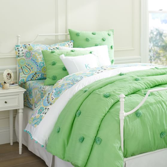 Mint Crinkle Puff Teen Quilt Sham Pottery Barn Teen
