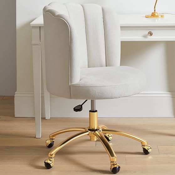 Re Velvet Linen Channel Stitch Swivel Desk Chair Pottery Re Velvet Linen Channel Stitch