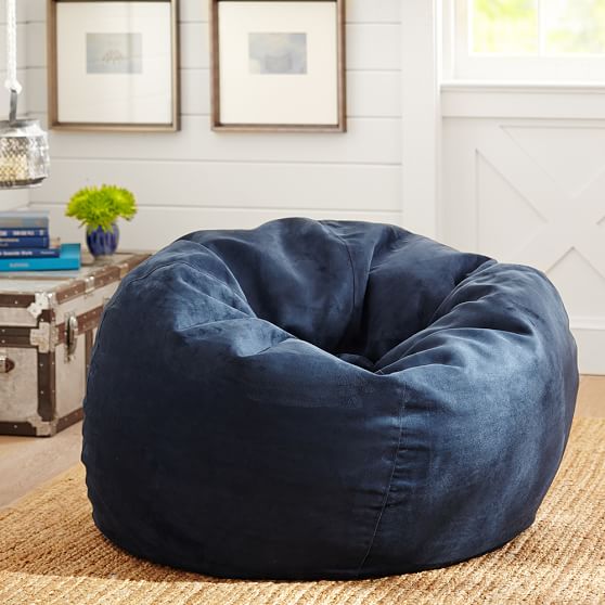 Navy Performance Everyday Suede Bean Bag Chair Pottery Barn Teen