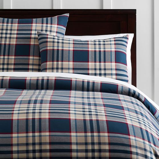Tristan Plaid Boy S Duvet Cover Sham Pottery Barn Teen