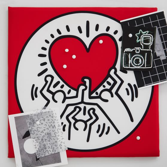Keith Haring Heart Pinboard Wall Organizers Pottery Barn Teen