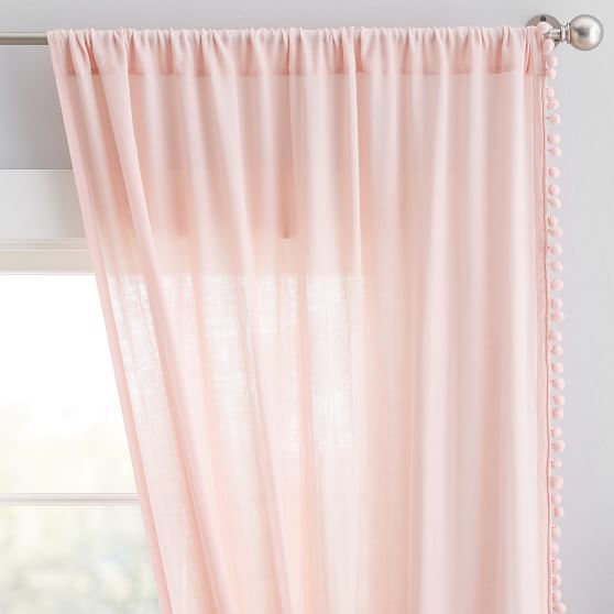 Side Pom Sheer Curtain Teen Curtains Pottery Barn Teen