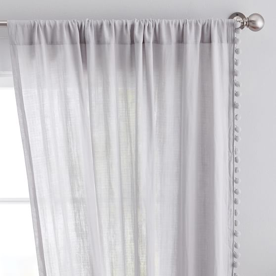 Side Pom Sheer Curtain Teen Curtains Pottery Barn Teen