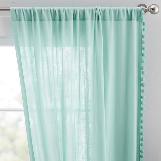 Side Pom Sheer Curtain Teen Curtains Pottery Barn Teen