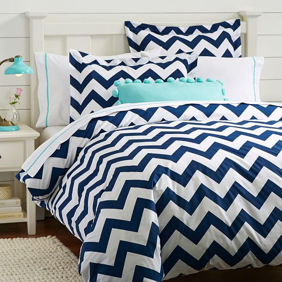 Chevron Duvet Cover Full Queen Royal Navy Pottery Barn Teen