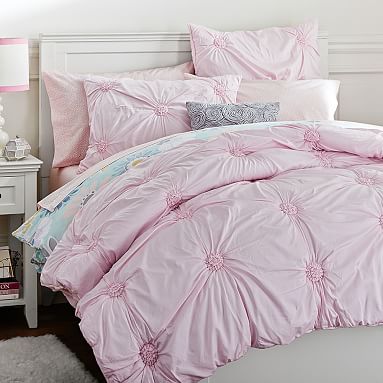 Blush Ruched Rosette Teen Quilt Sham Pottery Barn Teen