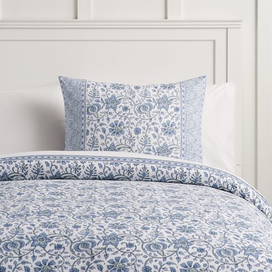 Paisley Floral Organic Duvet Cover Girls Dorm Bedding Pottery