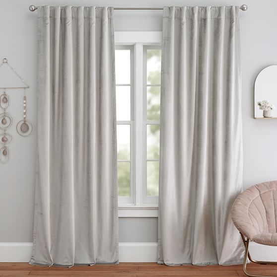 West Elm X Pbt Cotton Luster Velvet Curtain Panel Pottery Barn Teen