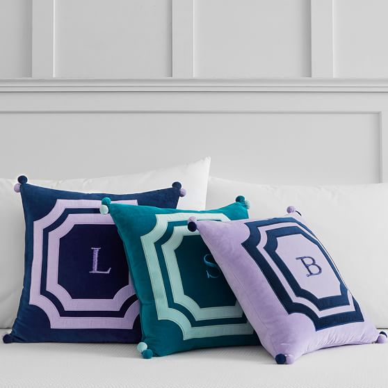 Velvet Frame Monogram Pillow Covers Pottery Barn Teen