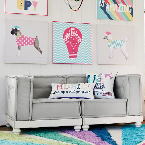 Cushy Lounge Turned Wood Base Teen Sofa Pottery Barn Teen