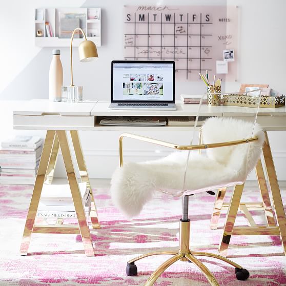 Faux Leather Metal Computer Desks For Teens Pottery Barn Teen