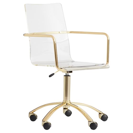 Gold Paige Acrylic Swivel Chair Teen Desk Chair Pottery Barn Teen