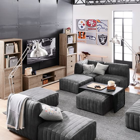 Build Your Own Bryce Channel Stitch Sectional Sofa Teen Sofa