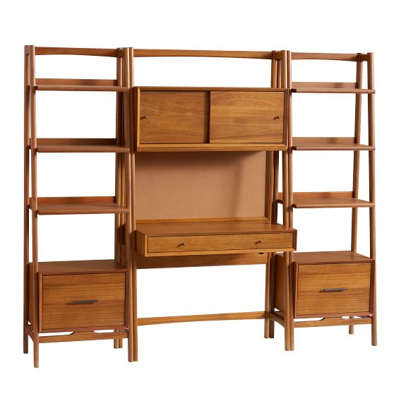 West Elm X Pbt Mid Century Smart Wall Desk Tower Bookcase
