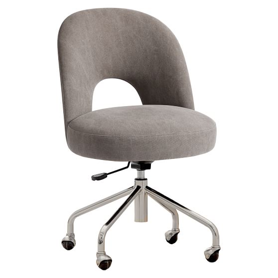 Enyme Washed Canvas Light Gray Andie Swivel Desk Chair Pottery Enyme Washed Canvas Light Gray Andie