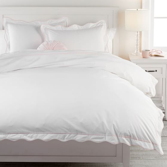 Classic Scallop Trim Organic Duvet Cover Sham Pottery Barn Teen