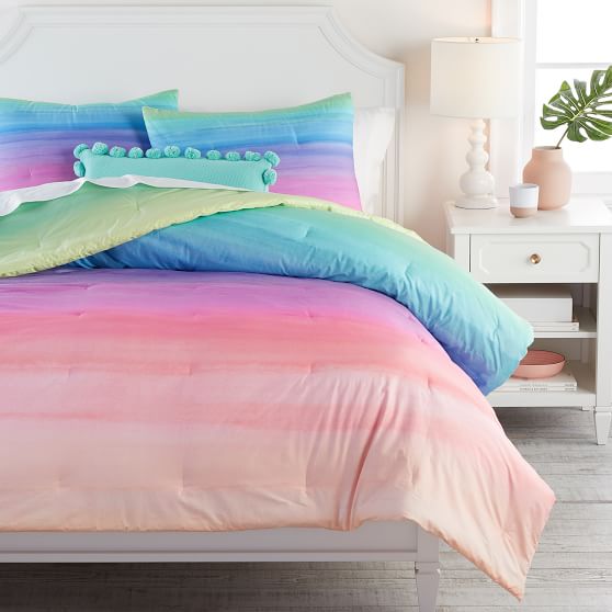 Watercolor Rainbow Organic Girls Duvet Cover Cool Pottery Barn