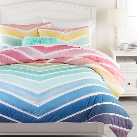 Rainbow Chevron Girls Quilt Sham Pottery Barn Teen