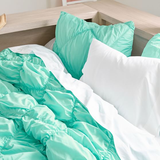 Ruched Diamond Organic Duvet Cover Girls Dorm Bedding Pottery