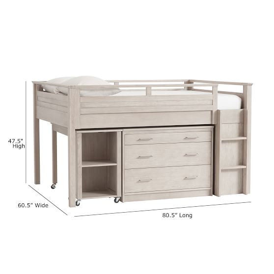 Sleep Study Low Loft Bed Set Pottery Barn Teen