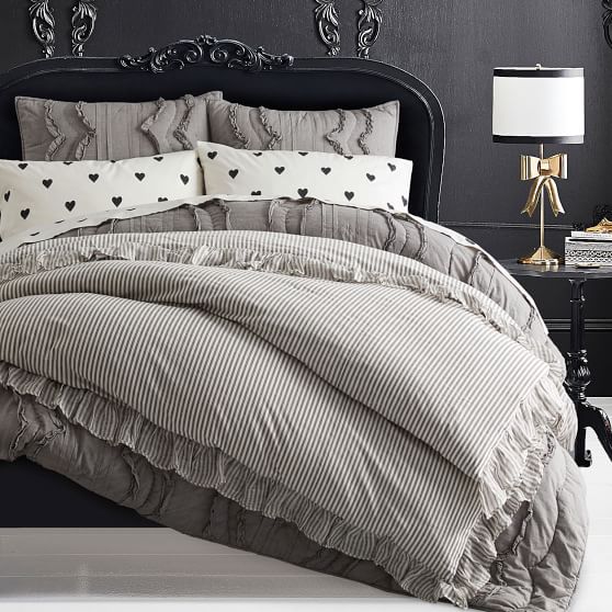 The Emily Meritt Ruffle Stripe Girls Duvet Cover Pottery Barn Teen