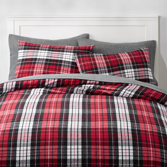 Classic Plaid Organic Flannel Duvet Cover Sham Pottery Barn Teen
