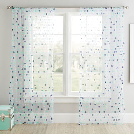 Confetti Flower Sheer Curtain Panel Pottery Barn Teen