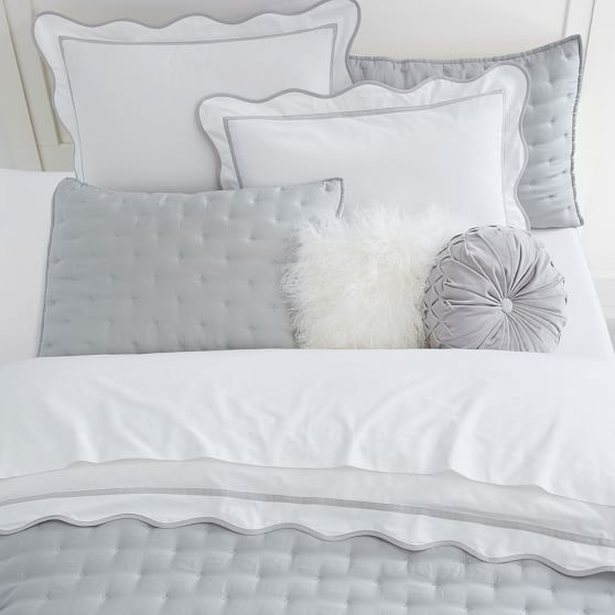 Classic Scallop Trim Organic Duvet Cover Sham Pottery Barn Teen
