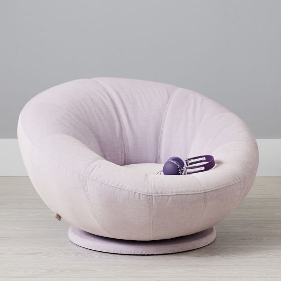 Recycled Blend Chenille Washed Lilac Groovy Swivel Chair Pottery Barn Teen