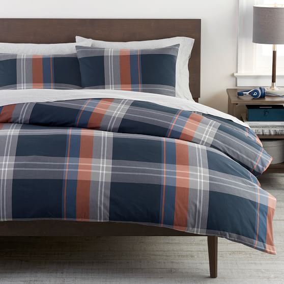 Walker Plaid Boy S Duvet Cover Sham Pottery Barn Teen