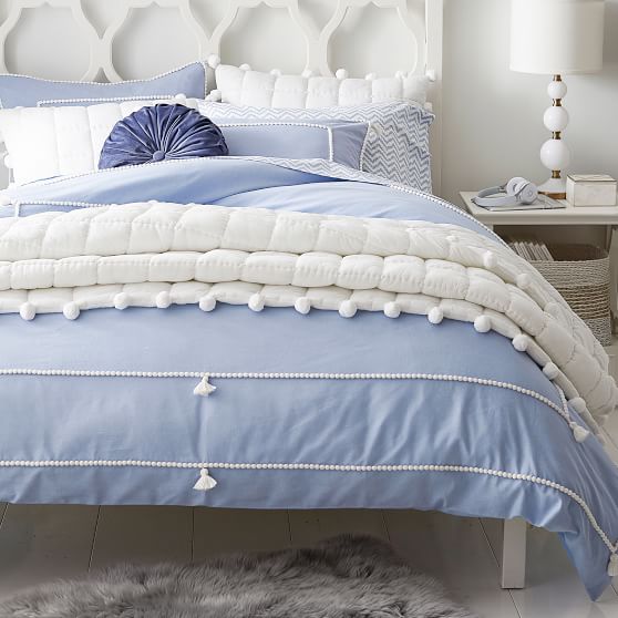 Chambray Tassel Girls Duvet Cover Pottery Barn Teen