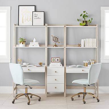 Highland Double Wall Desk Narrow Bookcase Set Pottery Barn Teen