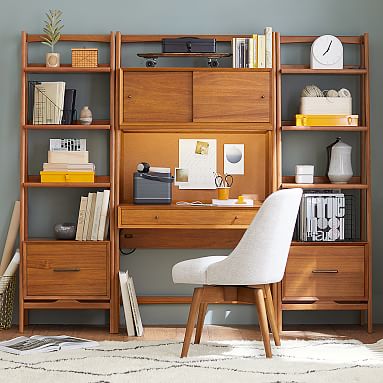 West Elm X Pbt Mid Century Smart Wall Desk Tower Bookcase