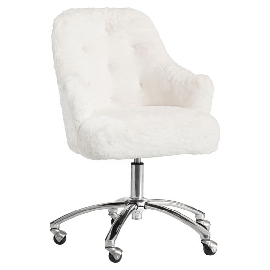 Polar Bear Faux Fur Tufted Desk Chair Desk Chair Pottery Barn Teen