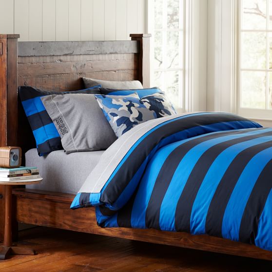 Rugby Stripe Boys Duvet Cover Pillowcases Sale Pottery Barn Teen