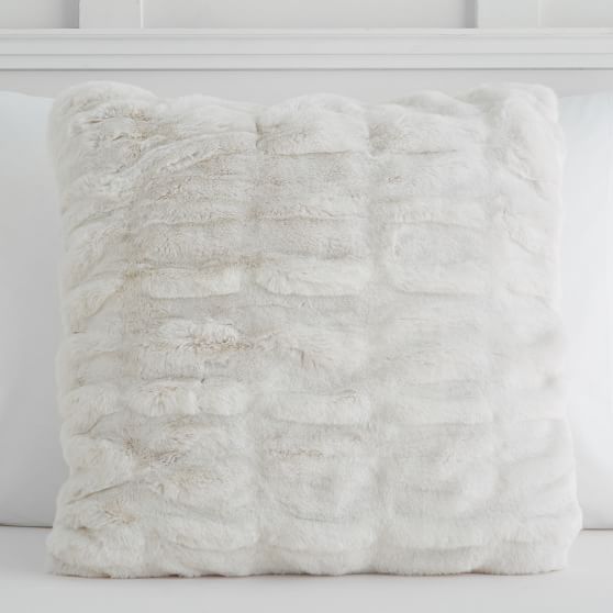 Ruched Ivory FauxFur Pillow Cover Pottery Barn Teen