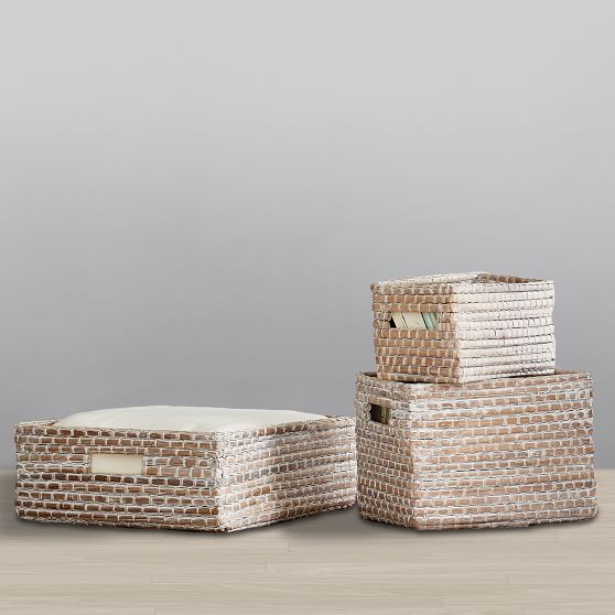 basket weave storage boxes